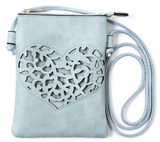 Shine Mark Accessories - Blue - Heart Cut Crossbody Cellphone Bags