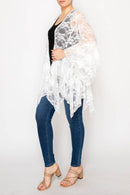 Origami Apparel ~  Lace and Crochet inspired - Classic All Lace Cardigan with Tiered Layers - 4618IVORY