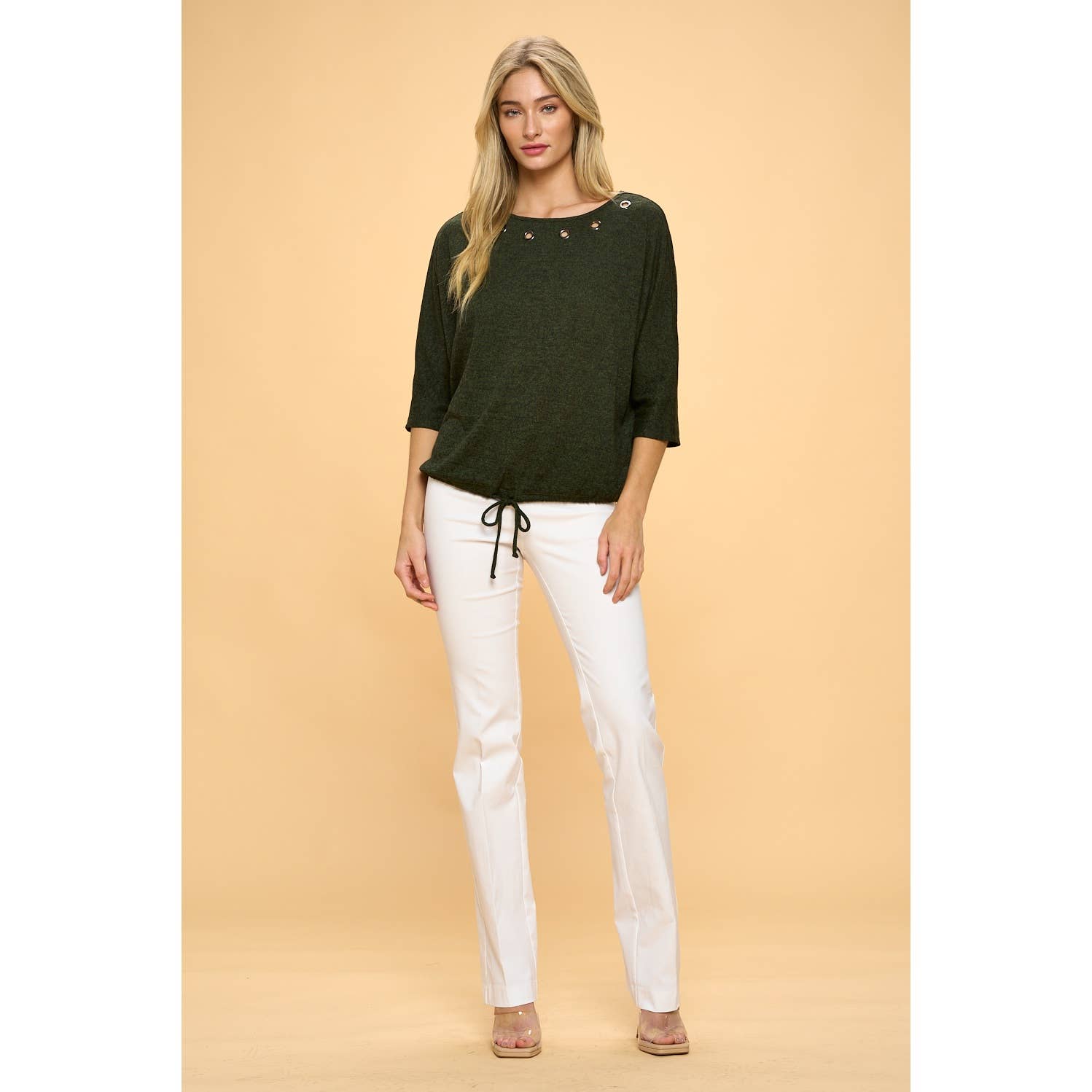 Perseption - ELBOW SLEEVE GROMMET NECK TUNNEL HEM DOLMAN SWEATERS