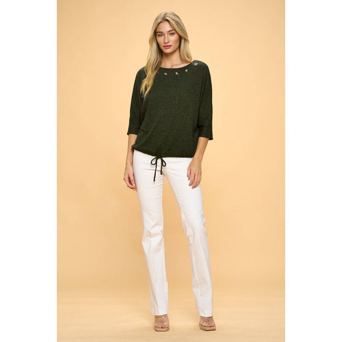 Perseption - ELBOW SLEEVE GROMMET NECK TUNNEL HEM DOLMAN SWEATERS