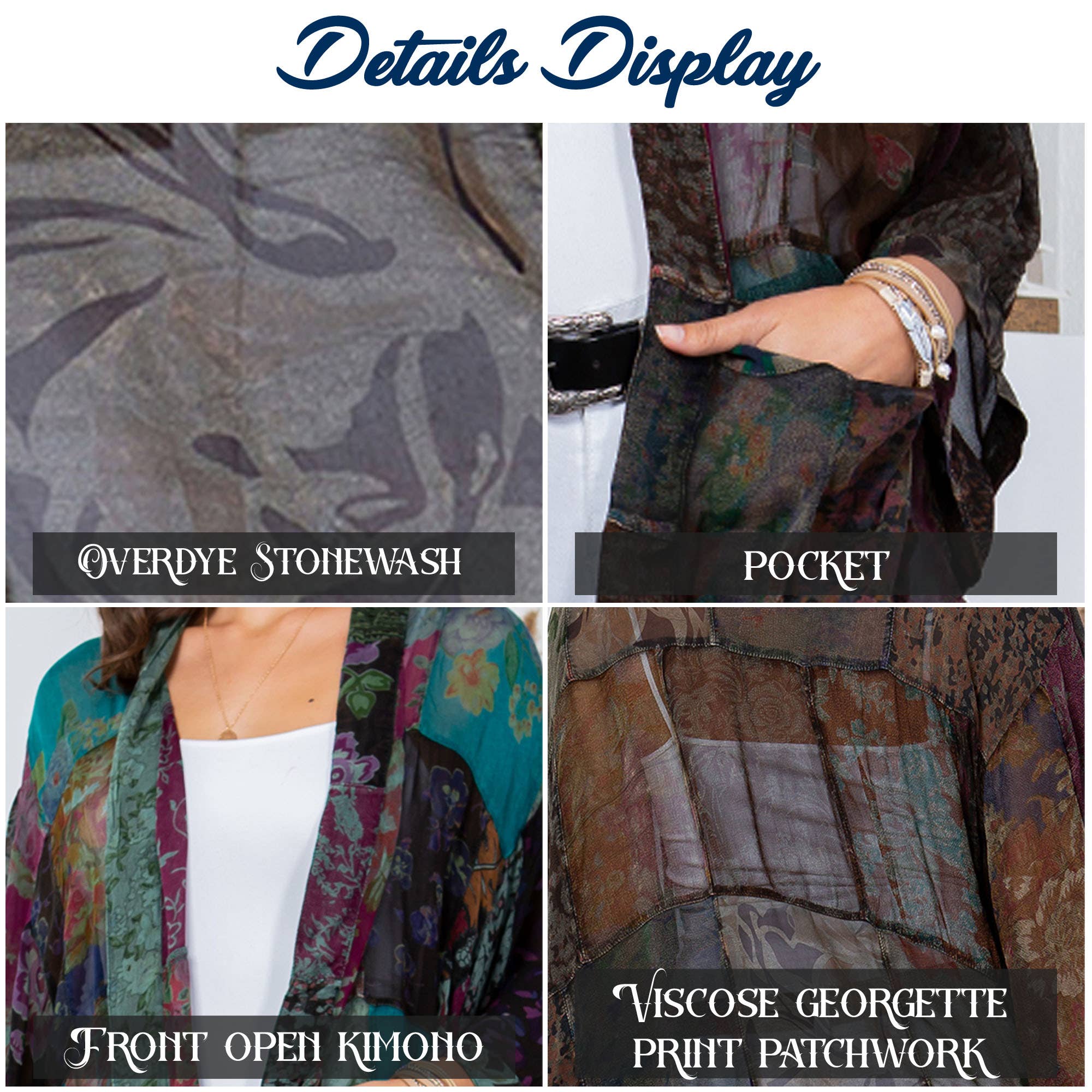 YOUNG THREADS - Western Kimono Top In Overdyed Mix N Match Patches