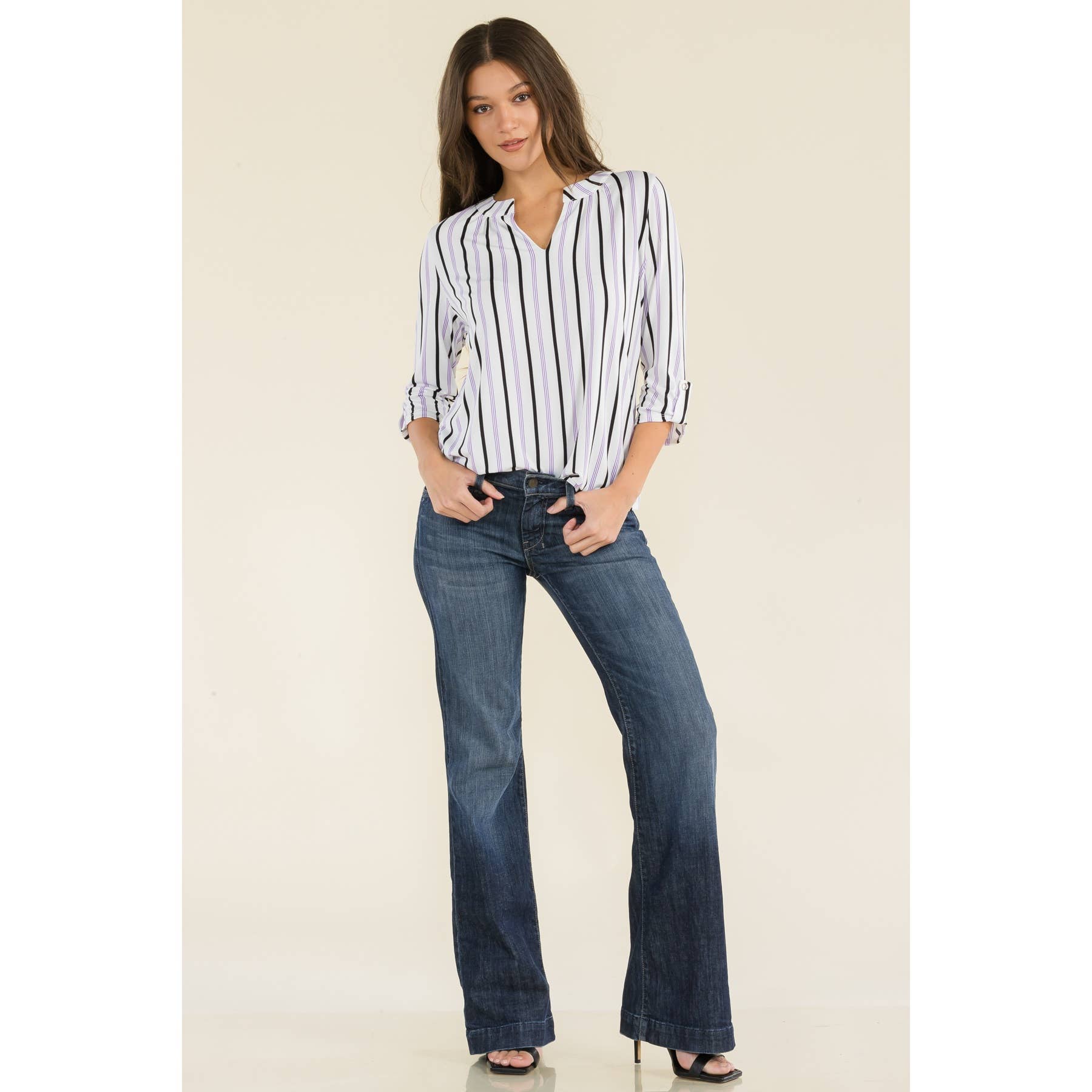 Perseption - FLAT BUTTON FULL PLACKET MANDERINE SHIRT