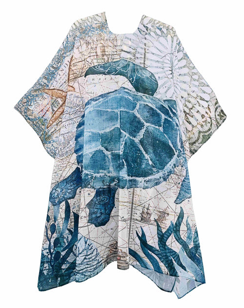 JC Sunny Fashion - JC070960 Blue-Multi Sea Turtle Kimono