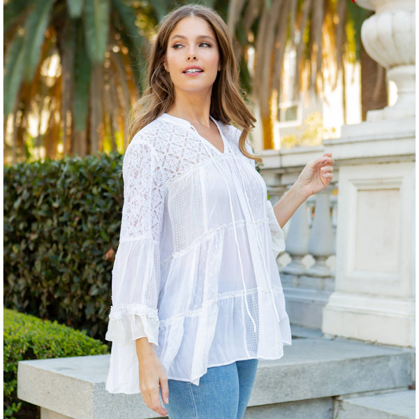 Young Threads - Boho Chic Jhabla Top with Georgette and Lace