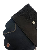 Ole - Scalloped Black Beaded Clutch LAC-SS-412-BLACK