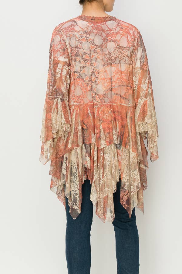 Origami Apparel ~  Lace and Crochet inspired - OLS-4618BG SAVANNAH Cardigan