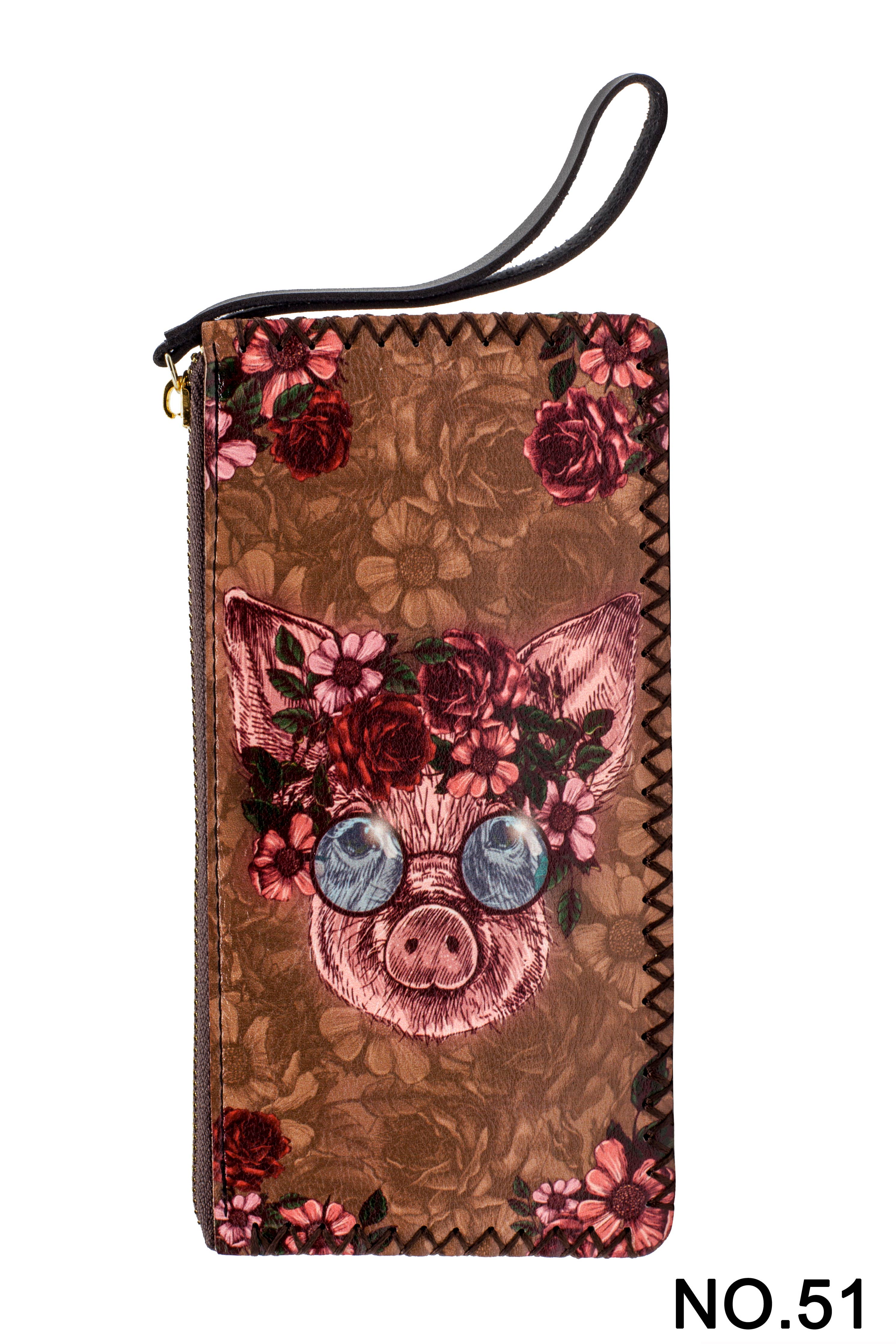 Ole - Floral Pig Printed Wristlet HB0581 - NO.51BR
