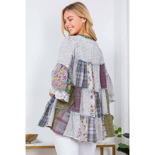 Young Threads - Artistic Fusion: Overdyed Jhabla Top With  Rayon Embroidery