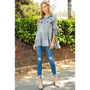 Young Threads - Women’s Mexican Embroidery Blouse - Gathered Waist Shirt