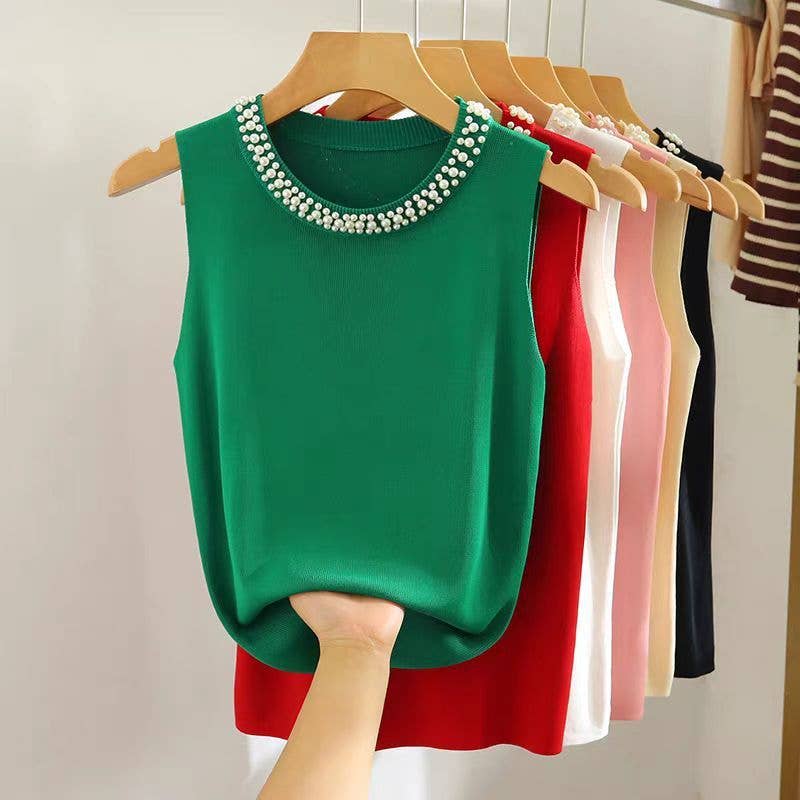 Hope & Sunshine - Beaded Sleeveless Knit Top