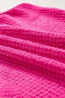 Rose Red Color Block Patched Pocket Waffle Knit Tank Top
