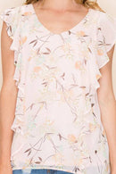 Shopin LA - SP2919T-0619 - WOMEN FLORAL PRINT RUFFLE BLOUSE