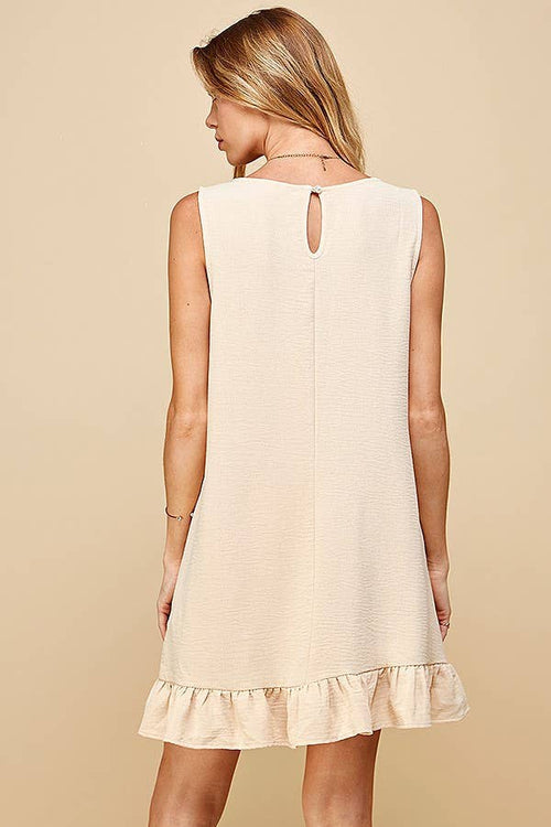 Shopin LA - SD21010-25038 - WOMEN SOLID SLEEVELESS RUFFLED MIDI DRESS