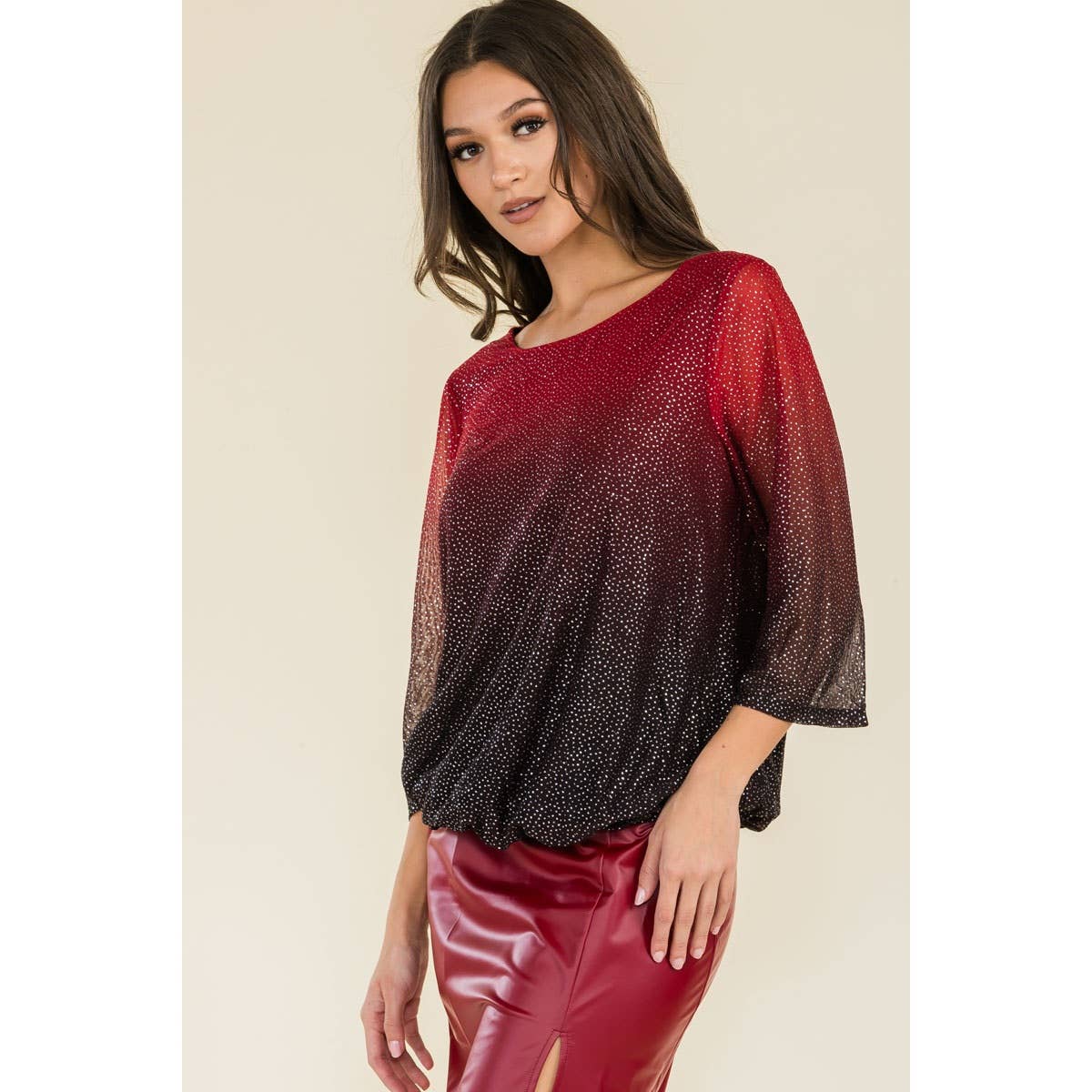 Perseption - ILLUSIONS GLITTER MESH MINI BOAT NECK BLOUSE