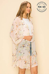 Shopin LA - SP1000GP-0619 -PLUS SIZE FLORAL PRINT KIMONO CARDIGAN