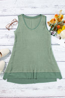 Black Scoop Neck Waffle Knit Splicing Flowy Vest