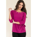 Perseption - RHINESTONE GROMMENT NECK SIDE TIE FASHION TOP