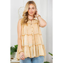 Young Threads - Sleeveless Jhabla Top Embroideried Stonewashed