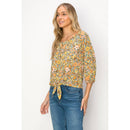 Perseption - Printed Balloon Sleeve Tie Front Blouse