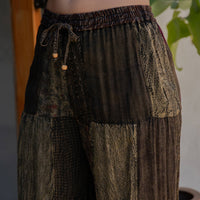 Young Threads - Retro Revival Long Flared Patchwork Pants (New Color)
