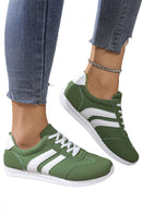 Blackish Green Patchwork Breathable Lace Up Sneakers