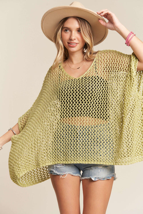 Madelyn - LESW3218 - FISHNET PONCHO COVER UP