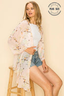 Shopin LA - SP1000GP-0619 -PLUS SIZE FLORAL PRINT KIMONO CARDIGAN