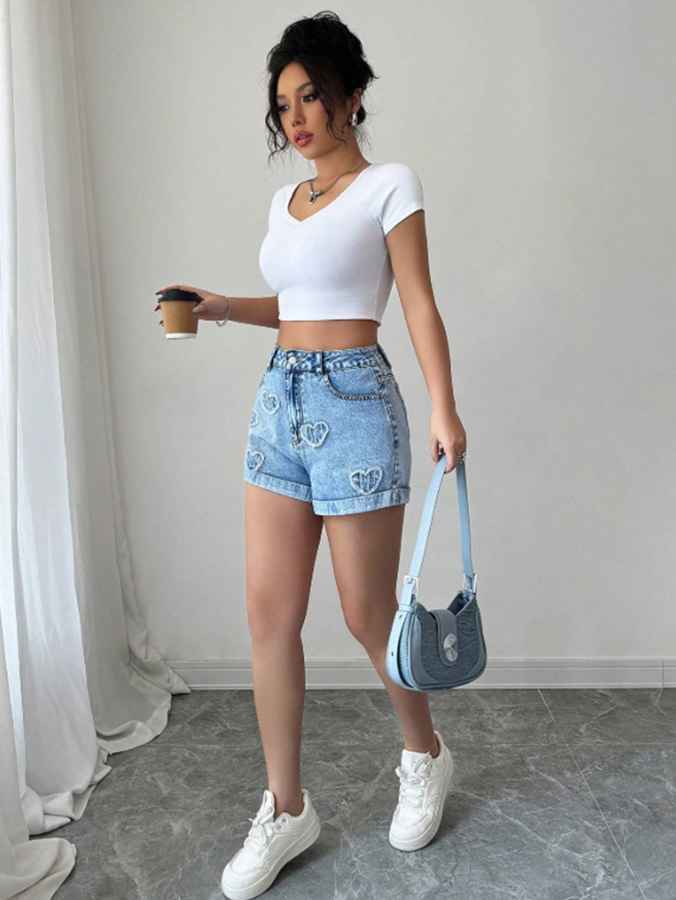 Hope & Sunshine - High-Waist Loose Denim Shorts