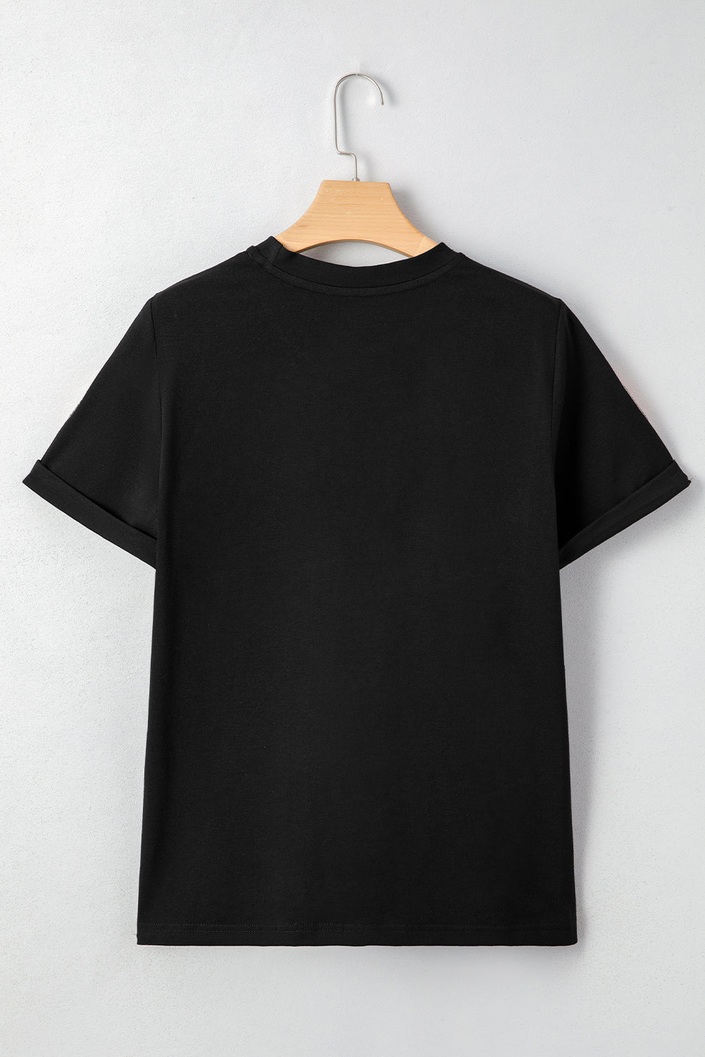 Black Halloween Sequin Pumpkin Face Graphic T Shirt