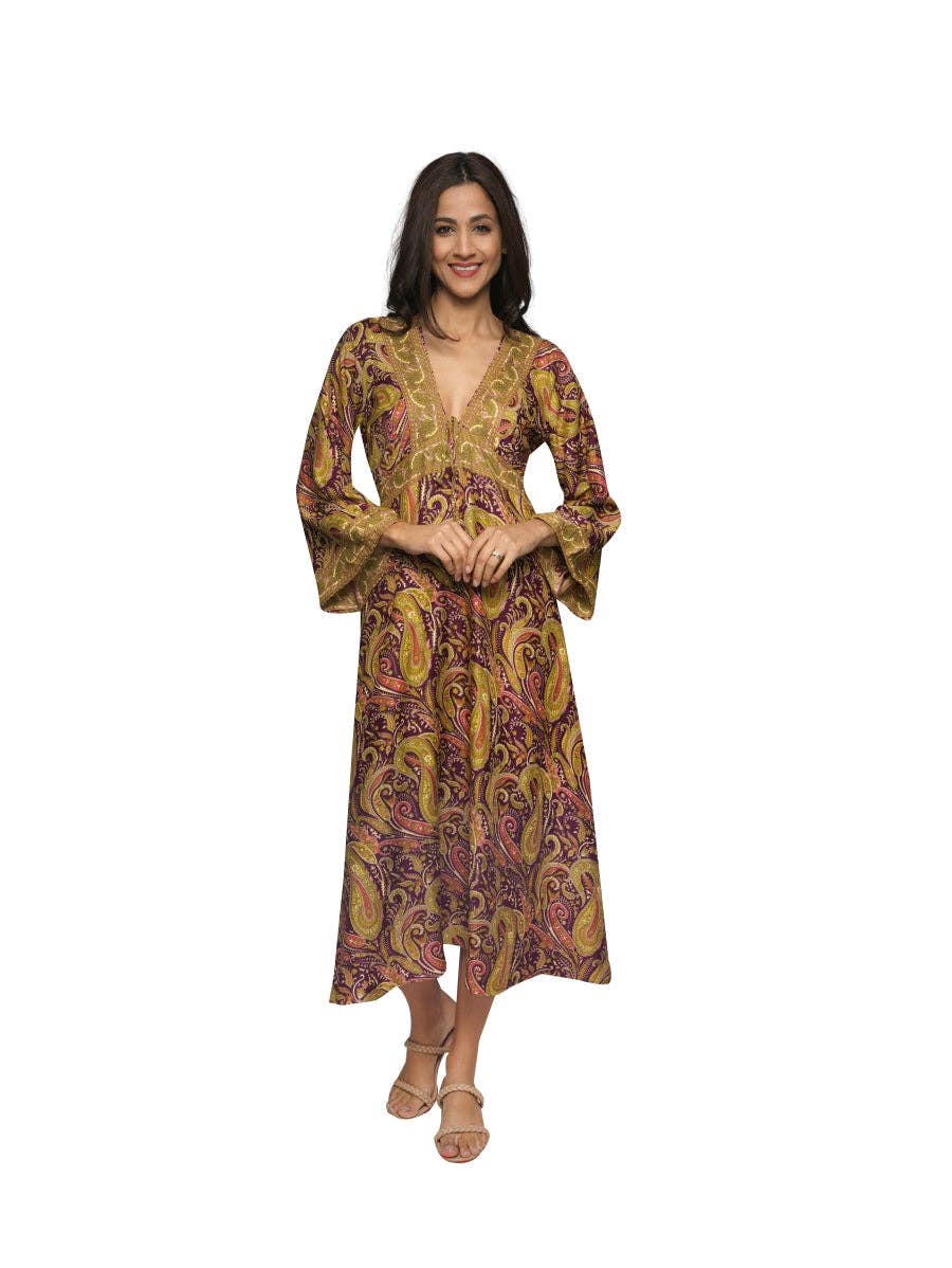 Sacred Threads - Faux Silk Patterned Dress