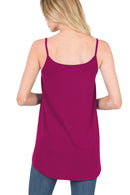 Blue Spaghetti Strap V Neck Flowy Tunic Cami Top