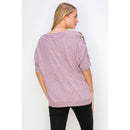 Perseption - Grommet Lace Up Sleeve V Neck Top