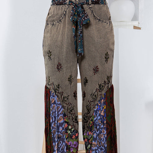 Young Threads - Boho Overdyed Rayon Bellbottom Pants : Gravel / PLUS (XL-1X-2X-3X 1-2-2-1)