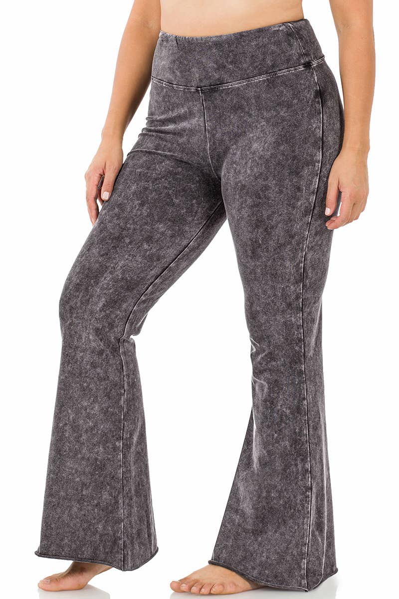 42POPS - ",..._ SI-19553 PLUS SIZE MINERAL WASHED Yoga pants