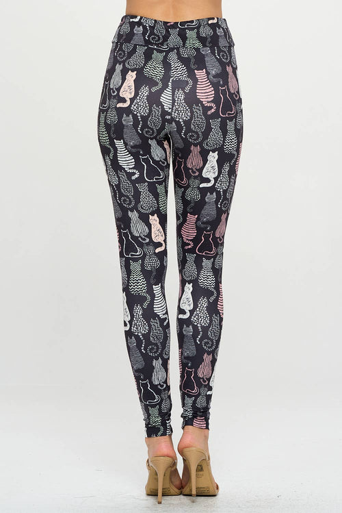 Cat Print Leggings with a Variety Of Cat Prints