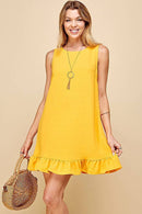 Shopin LA - SD21010-25038. WOMEN SOLID SLEEVELESS RUFFLED MIDI DRESS