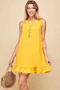 Shopin LA - SD21010-25038. WOMEN SOLID SLEEVELESS RUFFLED MIDI DRESS