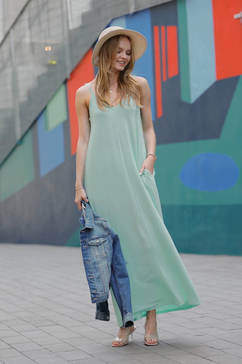 42POPS - `.42pops Maxi Dress w/ adjustable strap & pockets