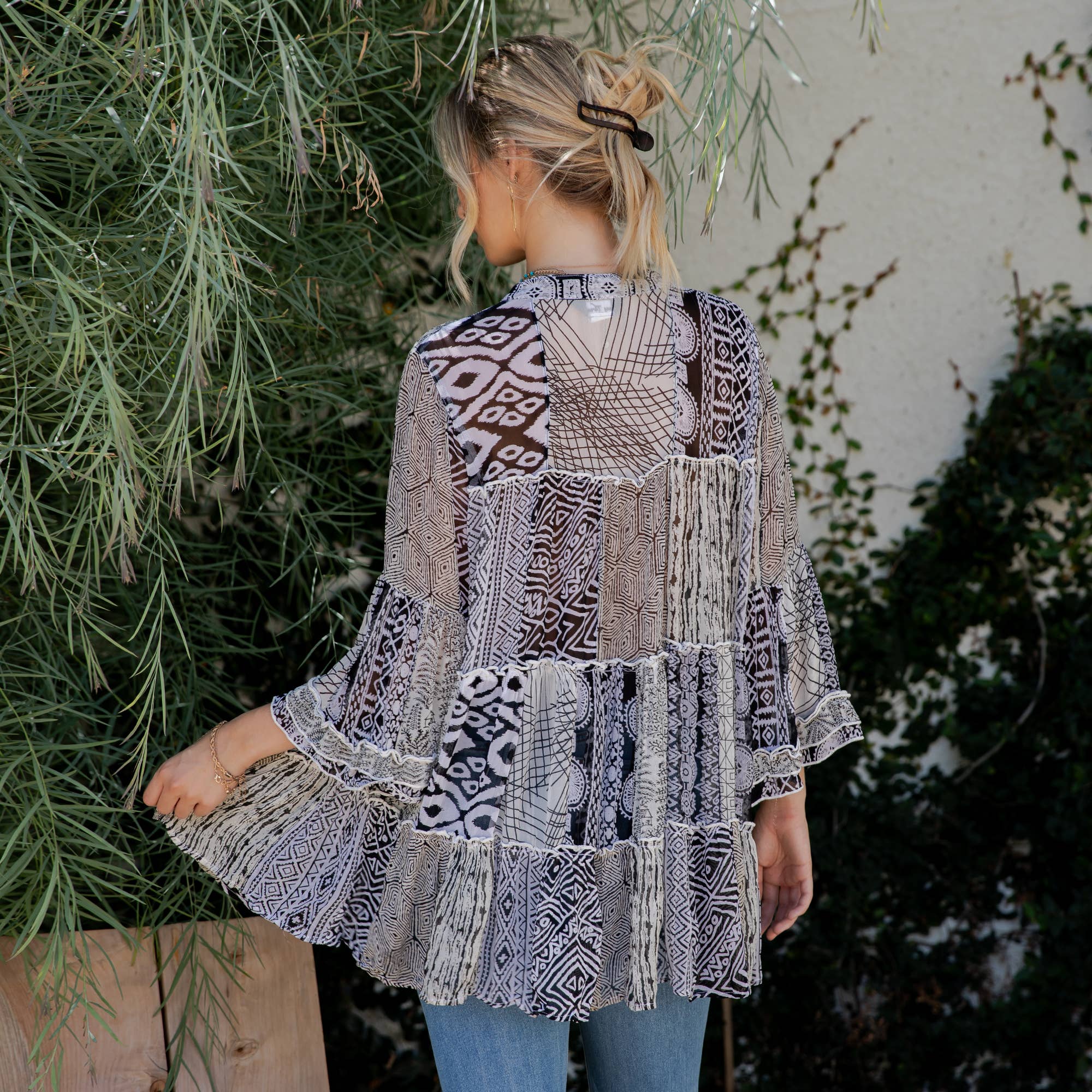 Young Threads - Chic Overdyed Band Collar Jhabla Top (New Color)