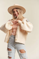 Madelyn - LESW2654- FLORAL PATCHED SWEATER CARDIGAN