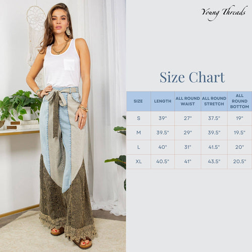 Young Threads - Wild West Lace Rhapsody Denim Lace Flare Pants