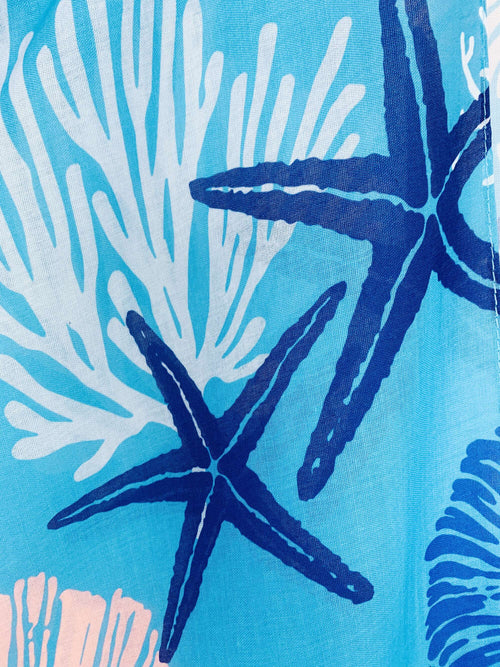 JC Sunny Fashion - Blue-Pink Starfish & Coral Kimono