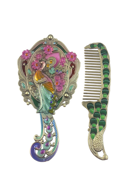Ole - Small Size Peacock Mirror And Comb Set M0399