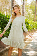 Young Threads - Women’s 3/4 Sleeve Round Neck Embroidered Boho Western Dress