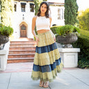 Young Threads - Women Long Tiered Western Skirt, Lined With Two Pockets