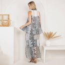 Young Threads - Boho Patchwork Set: Buttondown Top & Flared Pants