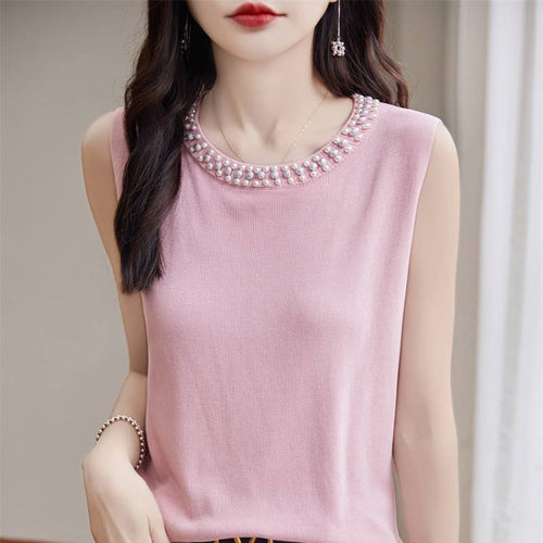 Hope & Sunshine - Beaded Sleeveless Knit Top