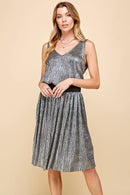 Shopin LA - SPT5228 - WOMEN METALLIC SHIMMER V NECK SLEEVELESS TOP