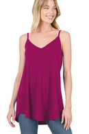 Blue Spaghetti Strap V Neck Flowy Tunic Cami Top