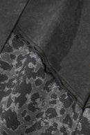 Dark Grey Plus Size Leopard Patchwork Mineral Wash Wide Leg Pants